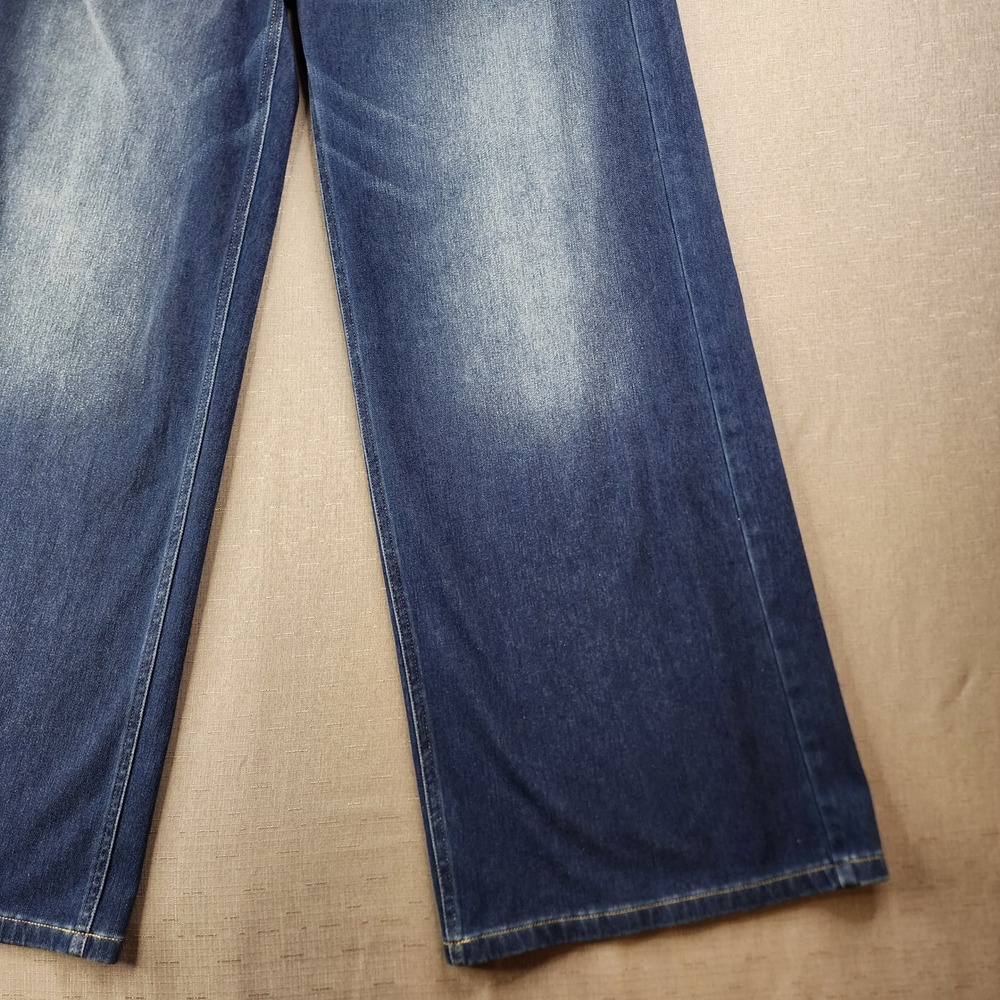 Halara Wide Leg Jeans Womens Large Tall Blue Denim Crossover Waist NWT 02710762 - Picture 3 of 11